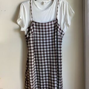 Cato Classic White Top and Checkered Dress